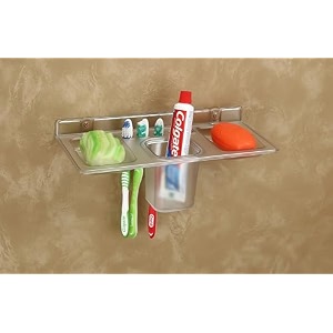 happi unbreakable abs plastic 4 in 1 soap dish holder glass tumbler and tooth brush holders soap stand soap case soap holder stand wall mounted for bathroom clear