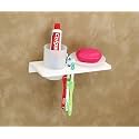 HAPPI Unbreakable Acrylic Soap Dish with Glass Tumbler, Soap Stand, Soap Case, Soap Holder Stand Wall Mounted for Bathroom with Removable Drain Tray (White)