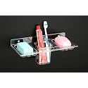 HAPPI Unbreakable PC Plastic 4 in 1 Soap Dish Holder Glass Tumbler and Tooth Brush Holders, Soap Stand, Soap Case, Soap Holder Stand Wall Mounted for Bathroom (Clear)