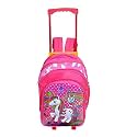 Polyester Pink 3D 18 Inches Trolley Bag Backpack with Wheels for Boys and Girls (5-10 Years, Class-1st to 5th)... Kids Favourite Character