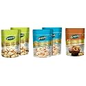 Happilo Deluxe 100% Natural Dried Kashmiri Walnut Kernels, 200g &amp; Premium Californian Roasted and Salted Pistachios, 200g (Pack of 2) &amp; Premium Roasted and Salted Cashews, 200g (Pack of 2)