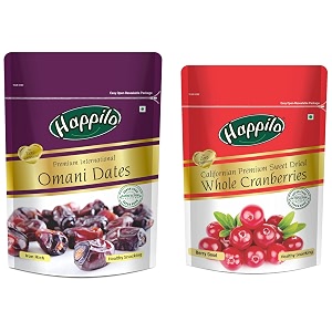 happilo dried premium international omani dates 250g amp premium californian dried and sweet whole cranberries 200 g