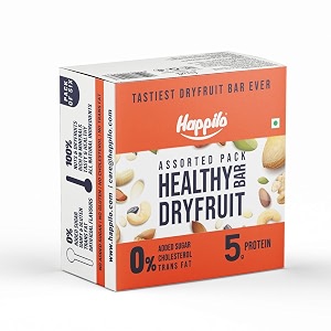 happilo healthy dry fruit energy bar assorted pack of 6 35g each healthy snack high in protein nuts no added sugar for energy fitness amp immunity vegan tasty as a desert no preservatives better than a protein  energy bar