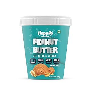 happilo peanut butter all natural unsweetened creamy 200g protein rich roasted peanuts no added sugar