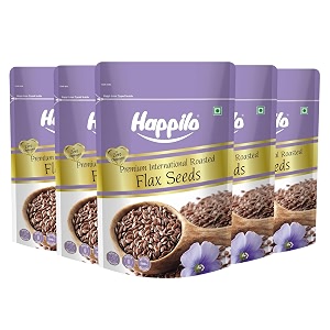 happilo premium authentic flax seeds roasted 250g pack of 5  omega-3 protein amp fiber  alsi seeds for hair growth amp healthy weight management
