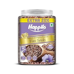 happilo premium authentic flax seeds roasted jar 1000g  200g 20 extra source of omega-3 fatty acids dietary fiber and plant-based pprotein crunchy nutty superfood