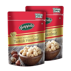 happilo premium international exotic hazel nuts 500g pack of 2 unsalted and crunchyselenium rich healthy fresh turkish snack hazelnut