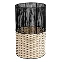 happimess Harper 4.13 Gal Wicker Cylinder Waste Basket 15", Black/Cream