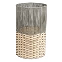 happimess Harper 4.13 Gal Wicker Cylinder Waste Basket 15", Gray/Cream