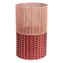 happimess Harper 4.13 Gal Wicker Cylinder Waste Basket 15", Pink/Red