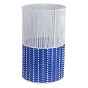 happimess Harper 4.13 Gal Wicker Cylinder Waste Basket 15", White/Blue