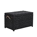 happimess Jacob 31.5" Collapsible Wicker Storage Trunk, Distressed Black