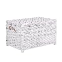 happimess Jacob 31.5" Collapsible Wicker Storage Trunk, Distressed White