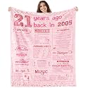 Happy 21st Birthday Gifts for Her Funny 21 Year Old Birthday Gifts Ideas for Girl Daughter Sister Soft Throw Blanket 21 Years Ago Back in 2002 - 60x50 Inch - Pink