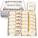 Happy Anniversary Cookies Party Favors | 24 PACK | Dessert Reception Decorated Treats Individually Wrapped Sugar Cookie Gift Basket