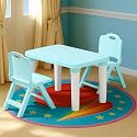 HAPPY BEAR Table and Folding Chair Set for Kids Strong &amp; Durable Plastic Made Rectangle Table with Box Space for Stationery 3 Level Height Adjustable (T&amp;F2-Blue)