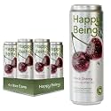 Happy Being Black Cherry Sparkling Tea, Antioxidant, 12oz 4 Pack