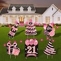 Happy Birthday Yard Sign with Stakes, 6 Pcs Pink Happy Birthday Sign with LED Lights and Double-Sided Tape, Personalized Age Happy Birthday Decorations, Ideal for Outdoor and Indoor Birthday Parties