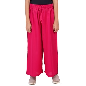 happy bunny stylish rayon palazzo pants for girls  skin friendly solid flowy design with mild shine regular fit full length wide leg trousers for party amp outdoor wear