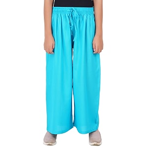 happy bunny stylish rayon palazzo pants for girls  skin friendly solid flowy design with mild shine regular fit full length wide leg trousers for party amp outdoor wear