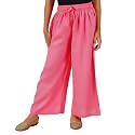 Happy Bunny Stylish Rayon Palazzo Pants for Girls – Skin Friendly, Solid Flowy Design with Mild Shine, Regular Fit Full Length Wide Leg Trousers for Party &amp; Outdoor Wear