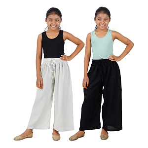 happy bunny stylish rayon palazzo pants for girls  skin friendly solid flowy design with mild shine regular fit full length wide leg trousers for party amp outdoor wear