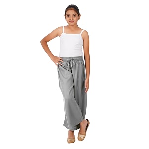 happy bunny stylish rayon palazzo pants for girls  skin friendly solid flowy design with mild shine regular fit full length wide leg trousers for party amp outdoor wear