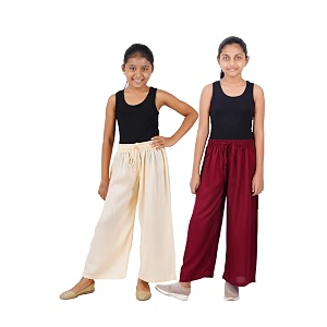 happy bunny stylish rayon palazzo pants for girls  skin friendly solid flowy design with mild shine regular fit full length wide leg trousers for party amp outdoor wear