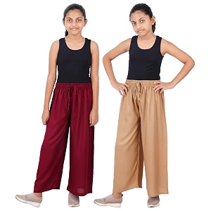 happy bunny stylish rayon palazzo pants for girls  skin friendly solid flowy design with mild shine regular fit full length wide leg trousers for party amp outdoor wear