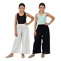 Happy Bunny Stylish Rayon Palazzo Pants for Girls – Skin Friendly, Solid Flowy Design with Mild Shine, Regular Fit Full Length Wide Leg Trousers for Party &amp; Outdoor Wear