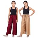 Happy Bunny Stylish Rayon Palazzo Pants for Girls – Skin Friendly, Solid Flowy Design with Mild Shine, Regular Fit Full Length Wide Leg Trousers for Party &amp; Outdoor Wear