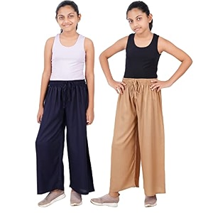 happy bunny stylish rayon palazzo pants for girls  skin friendly solid flowy design with mild shine regular fit full length wide leg trousers for party amp outdoor wear