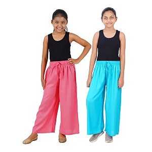 happy bunny stylish rayon palazzo pants for girls  skin friendly solid flowy design with mild shine regular fit full length wide leg trousers for party amp outdoor wear