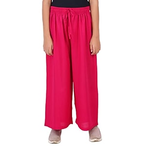 happy bunny stylish rayon palazzo pants for girls  skin friendly solid flowy design with mild shine regular fit full length wide leg trousers for party amp outdoor wear