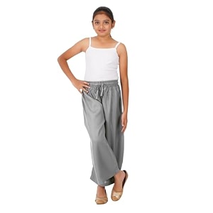 happy bunny stylish rayon palazzo pants for girls  skin friendly solid flowy design with mild shine regular fit full length wide leg trousers for party amp outdoor wear