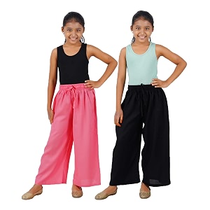 happy bunny stylish rayon palazzo pants for girls  skin friendly solid flowy design with mild shine regular fit full length wide leg trousers for party amp outdoor wear