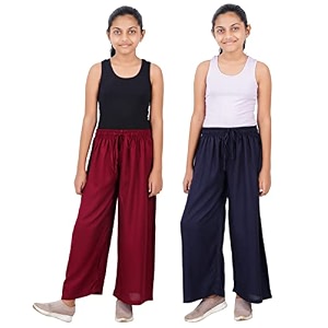 happy bunny stylish rayon palazzo pants for girls  skin friendly solid flowy design with mild shine regular fit full length wide leg trousers for party amp outdoor wear
