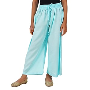 happy bunny stylish rayon palazzo pants for girls  skin friendly solid flowy design with mild shine regular fit full length wide leg trousers for party amp outdoor wear