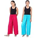 Happy Bunny Stylish Rayon Palazzo Pants for Girls – Skin Friendly, Solid Flowy Design with Mild Shine, Regular Fit Full Length Wide Leg Trousers for Party &amp; Outdoor Wear