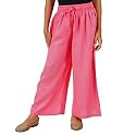 Happy Bunny Stylish Rayon Palazzo Pants for Girls – Skin Friendly, Solid Flowy Design with Mild Shine, Regular Fit Full Length Wide Leg Trousers for Party &amp; Outdoor Wear