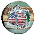 Happy Camper Spare Tire Cover Waterproof for Jeep Trailer RV SUV Truck Camper Travel Trailer Accessories 15 inch