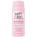HAPPY CURVES Comfort Powder: Talc Free Anti Chafe Body &amp; Foot Dusting Powder Deodorant to Control Inner Thigh Chafing, Private Areas, and All Over Body for Women (4 Ounce (Pack of 1), Fragrance-Free)