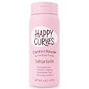 HAPPY CURVES Comfort Powder: Talc Free Anti Chafe Body &amp; Foot Dusting Powder Deodorant for Inner Thigh Chafing, Private Areas, and All Over Body for Women 4oz (Pack of 1), Tahitian Vanilla