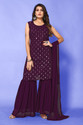Happy Design Women Georgette Kurta Sharara Dupatta Set