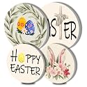 Happy Easter Electric Stove Burner Covers,4 Pcs Colorful Eggs Round Stove Burner Covers，Bunny Gas Stove Burner Cover,8 Inch and 10 Inch Cross Metal Cooktop Home Decorative