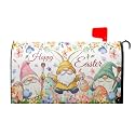 Happy Easter Gnomes Mailbox Cover Magnetic Large Size 25x21 Inch Easter Welcome Floral Mailbox Covers Spring Easter Decorations Mailbox Wraps Post Letter Box Cover for Garden Yard Home Indoor Outdoor