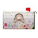 Happy Easter Mailbox Covers Magnetic Large Size 25.5x21 Inch Spring Easter Bunny Eggs Mailbox Cover Easter Bunny Holiday Decorations Mailbox Wrap Post Letter Box Cover for Home Outside Garden Yard