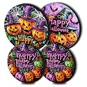 Happy Halloween Electric Stove Burner Covers，4 Pcs Pumpkins Round Stove Burner Covers Halloween Sign Gas Stove Burner Cover,8 Inch and 10 Inch,Witch Hats Metal Cooktop Home Decorative