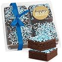 Happy Holidays Brownies Chocolate Food Gift Individually Wrapped For Men Women Package 4 Pack Winter Hanukkah | Nut Free | Corporate Kosher Treats