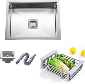 happy homes 304 ss modular kitchen sink 18x16x10 inch with coupling  metal fruit basket 18x1610--304 ss vessel sink steel silver
